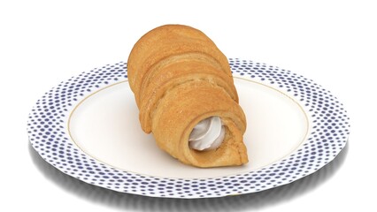 cream roll in plate