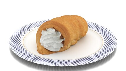 cream roll in plate