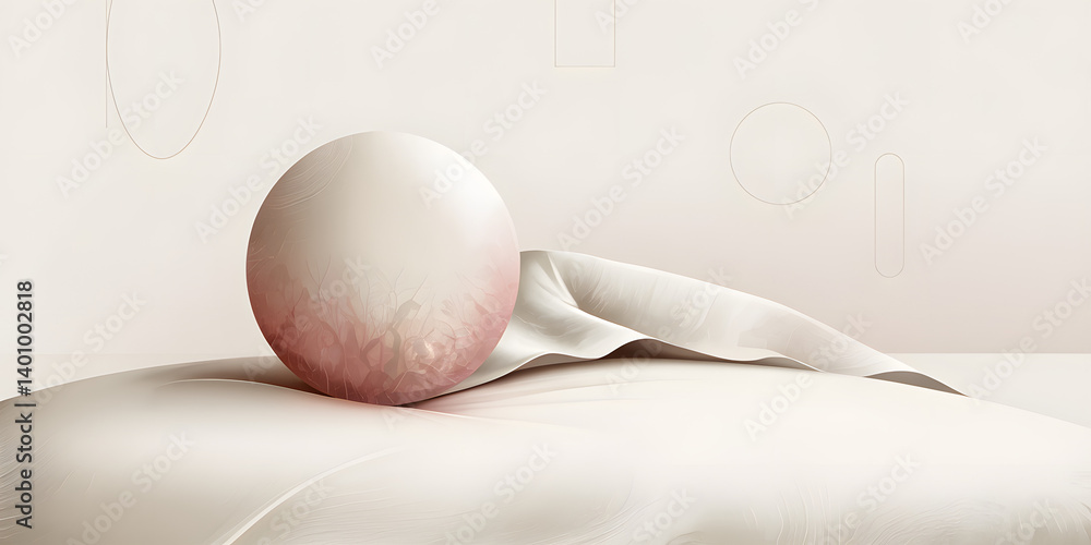 Aufkleber gentle sphere composition. a minimalist composition featuring a sphere with organic texture on a dra