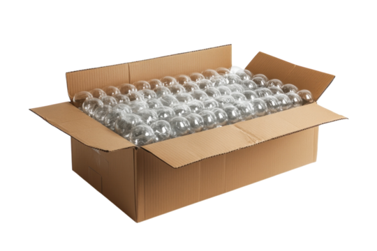 Clear glass ball packaging box bulk order transparent spheres product on transparent background