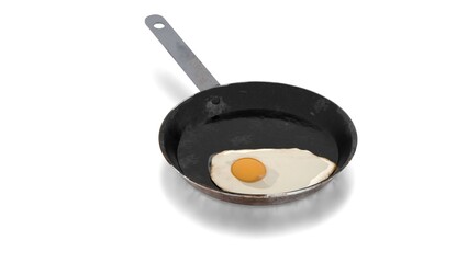 egg fry on pan with white background