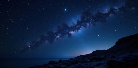 Fototapeta premium Vast darkness punctuated by diamond scattered stars against a canvas of inky blackness, galaxy, night sky