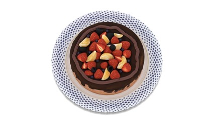 fruit cake in plate with white background