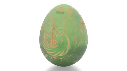 Green Dragon Egg on White Background