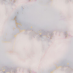 Gold Water Color Marble. Pink Seamless