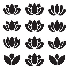 Lotus Flower Collection Black Vector Designs for Spirituality and Meditation