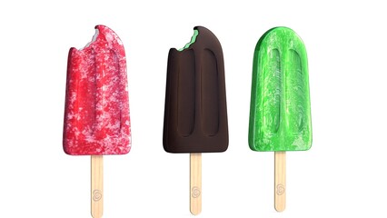 Ice cream with popsicle on white background