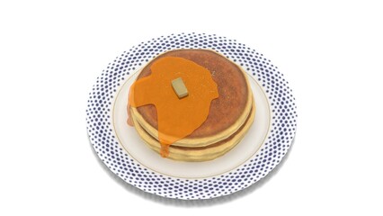 pancake with honey on white background