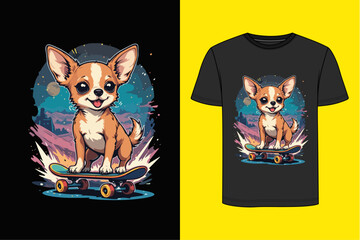 Dog t-shirt design - dog skateboarding v2