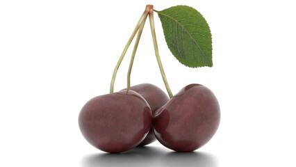 red cherries on white background