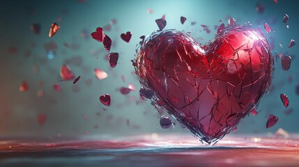 A shattered heart, a symbol of heartbreak and sorrow.