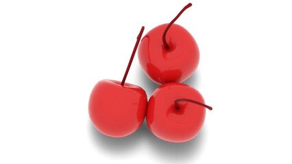 red cherries on white background