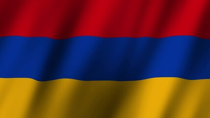 Armenian flag waving in the wind, showcasing national colors of red, blue, and yellow with pride