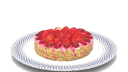 strawberry cake on white background