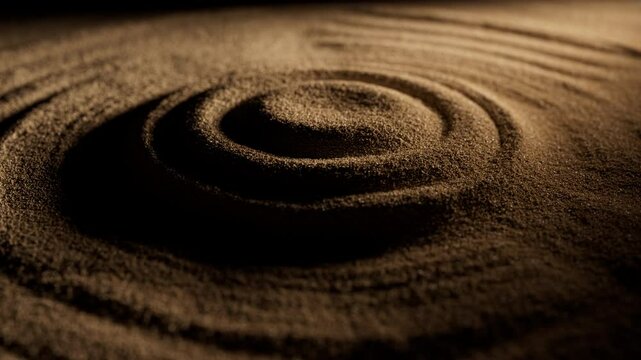 Abstract radial waves on sand 3d animation.