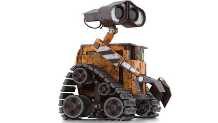 solitary robot on white background