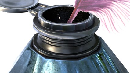 writers feather in the inkwell