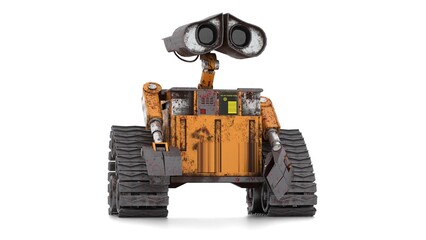 solitary robot on white background