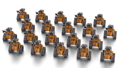 solitary robot on white background