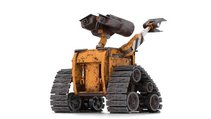 solitary robot on white background