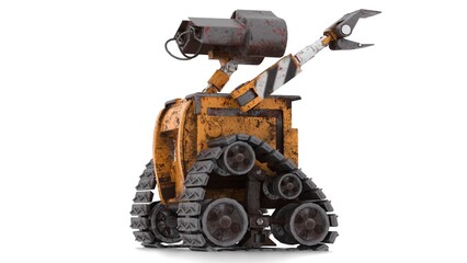 solitary robot on white background