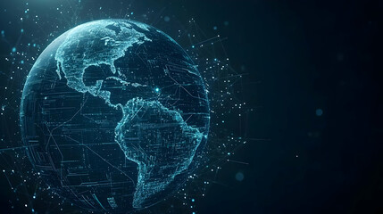 Digital Representation Of Planet Earth In Blue Lights