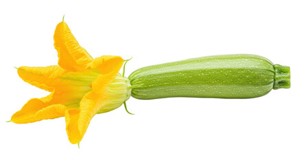 Isolated Zucchini Flower and Zucchini