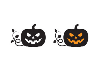Two spooky Halloween jack-o'-lanterns with intricate vine details.
