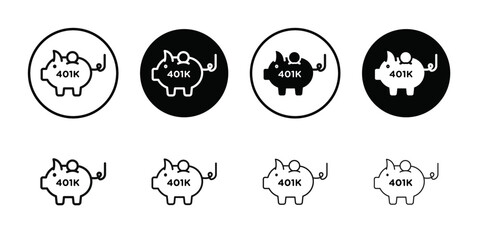 401k retirement savings icon Vector flat thin line illustration