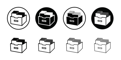 Archival box with documents icon Vector flat thin line illustration