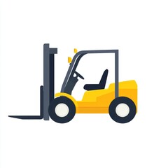 Naklejka premium Side view of a yellow forklift. Simple, cartoonish illustration of a forklift. Compact design. Ideal for use in presentations or graphics