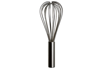 Sleek silver whisk against black background perfect for baking and cooking A kitchen essential for blending ingredients