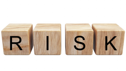 Risk wooden block isolated no background for invest and managment meaning.