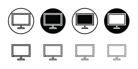 Computer monitor icon Vector flat thin line illustration