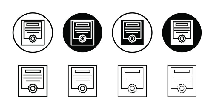 Course completion certificate icon Vector flat thin line illustration