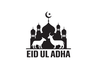 Eid ul Adha Logo with Mosque and Animals