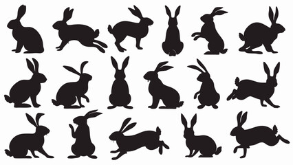 Bunnies silhouette vector set © Rani