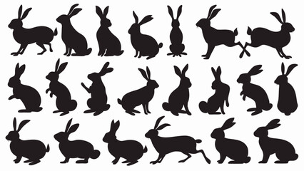 Naklejka premium Bunnies silhouette vector set