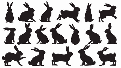 Bunnies silhouette vector set