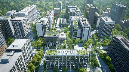 Fototapeta premium Aerial View Of Modern Sustainable Cityscape