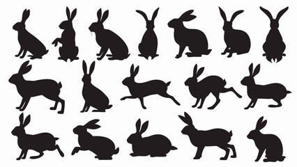 Fototapeta premium Bunnies silhouette vector set