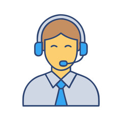 Customer Support Representative with Headset Icon Design