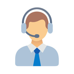 Customer Support Representative with Headset Icon Design