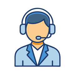 Customer Support Representative with Headset Icon Design