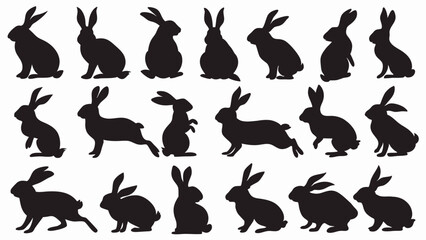 Bunnies silhouette vector set
