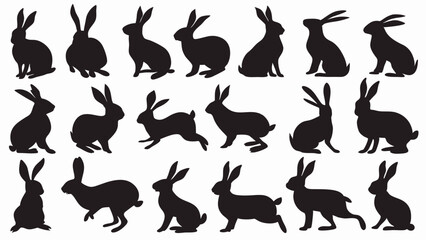 Bunnies silhouette vector set