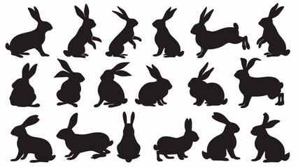Bunnies silhouette vector set