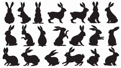 Bunnies silhouette vector set