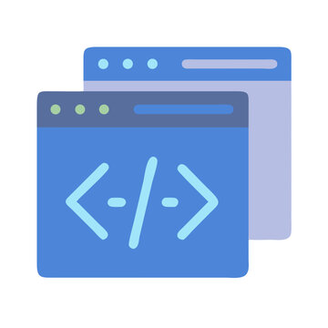 Split Screen Interface with Code Brackets Icon Design