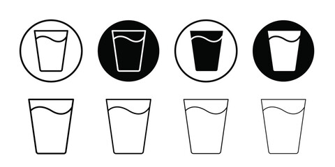Glass of water icon Vector flat thin line illustration
